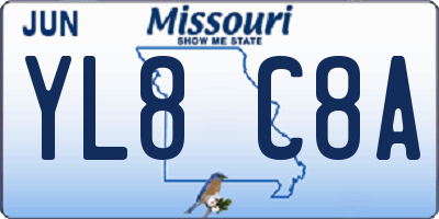 MO license plate YL8C8A