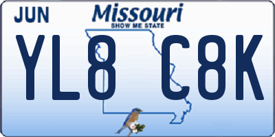 MO license plate YL8C8K