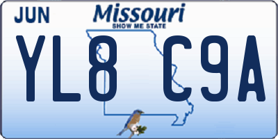 MO license plate YL8C9A