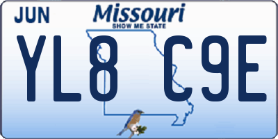 MO license plate YL8C9E