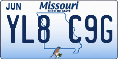 MO license plate YL8C9G