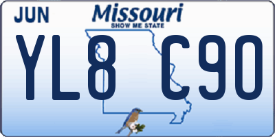 MO license plate YL8C9O
