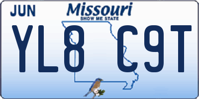 MO license plate YL8C9T