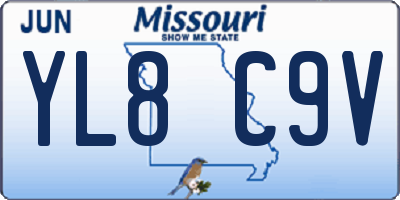 MO license plate YL8C9V