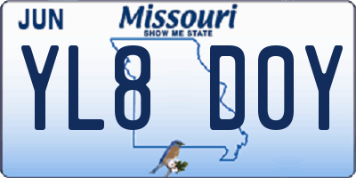 MO license plate YL8D0Y