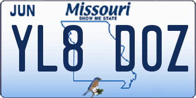 MO license plate YL8D0Z