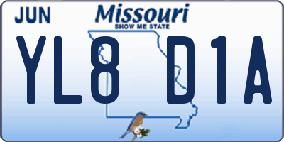 MO license plate YL8D1A