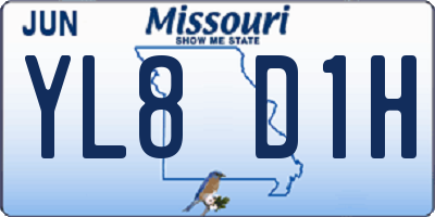 MO license plate YL8D1H