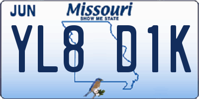 MO license plate YL8D1K