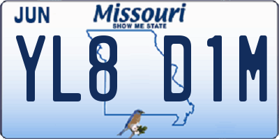 MO license plate YL8D1M