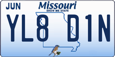 MO license plate YL8D1N