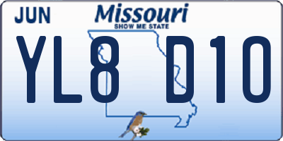 MO license plate YL8D1O