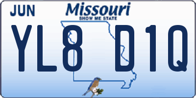 MO license plate YL8D1Q