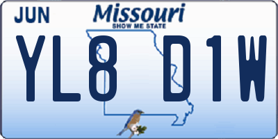 MO license plate YL8D1W