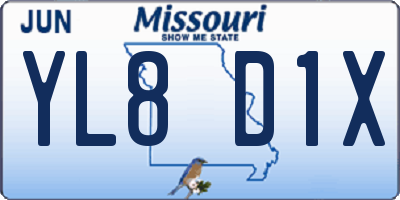 MO license plate YL8D1X