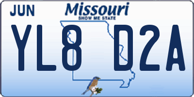 MO license plate YL8D2A