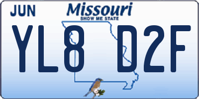 MO license plate YL8D2F