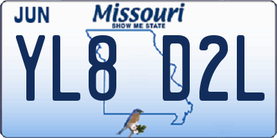 MO license plate YL8D2L