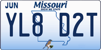 MO license plate YL8D2T