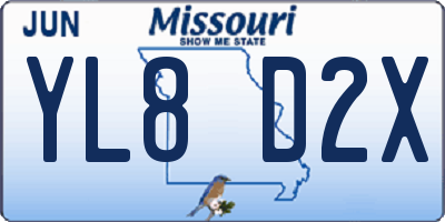 MO license plate YL8D2X