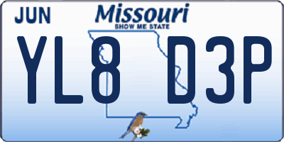 MO license plate YL8D3P