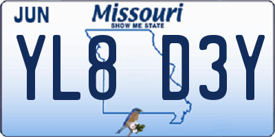 MO license plate YL8D3Y