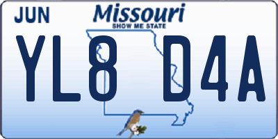 MO license plate YL8D4A