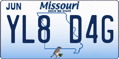 MO license plate YL8D4G