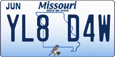 MO license plate YL8D4W