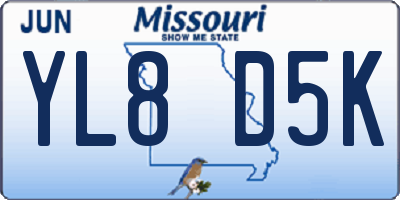 MO license plate YL8D5K