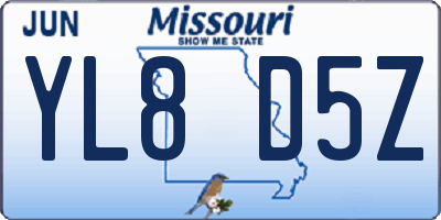MO license plate YL8D5Z