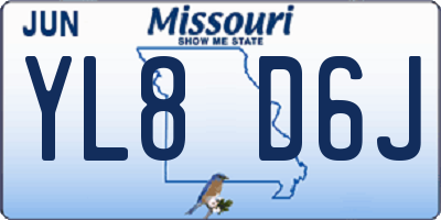 MO license plate YL8D6J