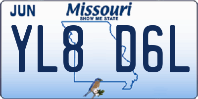 MO license plate YL8D6L
