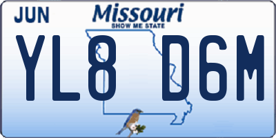 MO license plate YL8D6M
