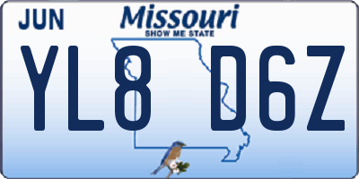 MO license plate YL8D6Z