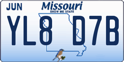 MO license plate YL8D7B