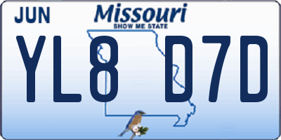 MO license plate YL8D7D