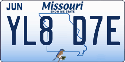 MO license plate YL8D7E