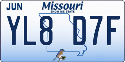 MO license plate YL8D7F
