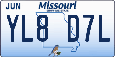 MO license plate YL8D7L