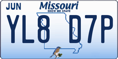MO license plate YL8D7P
