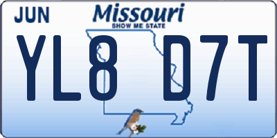 MO license plate YL8D7T