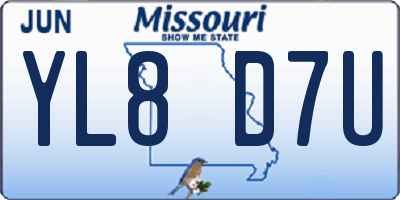 MO license plate YL8D7U