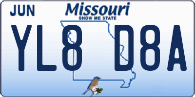 MO license plate YL8D8A