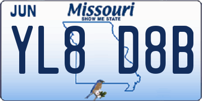 MO license plate YL8D8B