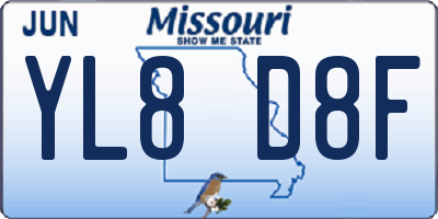 MO license plate YL8D8F