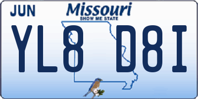 MO license plate YL8D8I