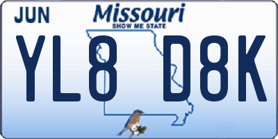 MO license plate YL8D8K