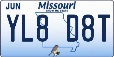MO license plate YL8D8T