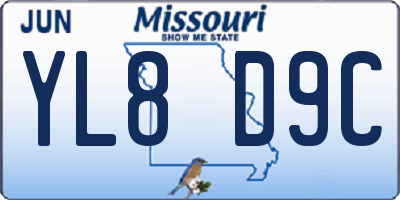 MO license plate YL8D9C